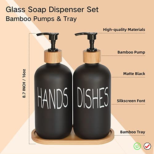 Glass Soap Dispenser Set. Hand view 2