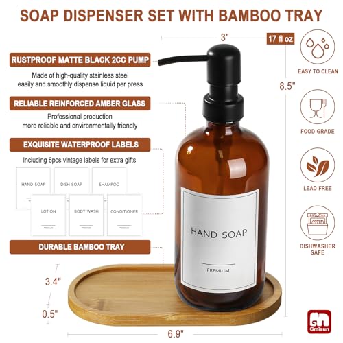 GMISUN Amber Glass Soap Dispenser view 3